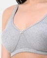 Shop Non Padded Non Wired Double Layered Moulded Fabric T Shirt Bra In Grey-Full