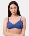 Shop Non Padded Non Wired Every Day Moulded T Shirt Bra In Blue-Front