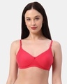 Shop Non Padded Non Wired Every Day Moulded T Shirt Bra In Light Red-Front