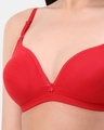 Shop Non Padded Non Wired Low Coverage Plunge Bra In Red-Full