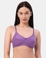 Shop Non Padded Non Wired Melange Fabric Super Support Bra In Lavender-Front