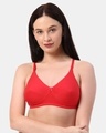 Shop Non Padded Non Wired Super Support Bra In Red-Front