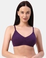 Shop Non Padded Non Wired Super Support Bra In Wine-Front