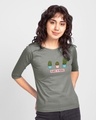 Shop Plants Are Better Round Neck 3/4 Sleeve T-Shirt Meteor Grey-Front