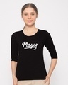 Shop Player Typography Round Neck 3/4th Sleeve T-Shirt-Front