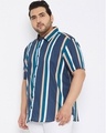Shop Plus Size Men's Stylish Striped Half Sleeve Casual Shirt-Design