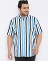 Shop Plus Size Men's Stylish Striped Half Sleeve Casual Shirt-Front