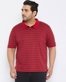 Shop Plus Size Men's Stylish Striped Half Sleeve Casual T-Shirt-Front