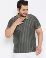 Shop Men's Grey Striped Plus Size Oversized T-shirt-Front