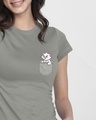 Shop Pocket Cat Half Sleeve Printed T-Shirt Meteor Grey (DL)-Front