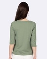 Shop Pocket Cat Round Neck 3/4 Sleeve T-Shirt Moss Green (DL)-Design