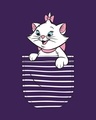 Shop Pocket Cat Round Neck 3/4 Sleeve T-Shirt Parachute Purple (DL)-Full