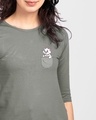 Shop Pocket Cat Round Neck 3/4 Sleeve T-Shirts Meteor Grey (DL)-Front