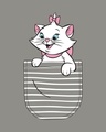 Shop Pocket Cat Round Neck 3/4 Sleeve T-Shirts Meteor Grey (DL)
