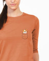 Shop Pocket Corgi Round Neck 3/4th Sleeve T-Shirt-Front