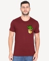 Shop Pocket Design T-Shirt Maroon-Front