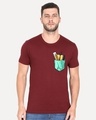 Shop Pocket Design T-Shirt Maroon-Full