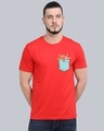 Shop Pocket Design T-Shirt Red-Front