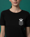Shop Pocket Ghost Basic Round Hem T-Shirt-Front