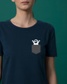 Shop Pocket Ghost Basic Round Hem T-Shirt-Front