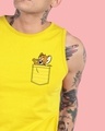 Shop Men's Yellow Pocket Jerry Graphic Printed Vest-Front