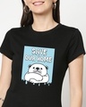 Shop Polar Bear Home Half Sleeve Printed T-Shirt Black-Front