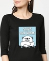 Shop Polar Bear Home Round Neck 3/4 Sleeve T-Shirt Black-Front