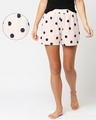 Shop Womens Beige Polka Printed Lounge Shorts-Front