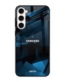 Shop Polygonal Blue BoxPremium Glass Case for Samsung Galaxy S23 Plus 5G (Shock Proof, Scratch Resistant)-Front