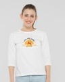 Shop Pooh Rise & Shine Round Neck 3/4th Sleeve T-Shirt (DL) White-Front