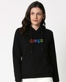 Shop Women's Black Pop Hope Typography Hoodie-Front