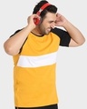 Shop Popcorn Yellow Raglan Color Block T-Shirt-Front