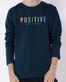 Shop Positive Colorful Full Sleeve T-Shirt Navy Blue-Front