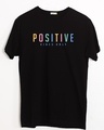 Shop Positive Colorful Half Sleeve T-Shirt Black-Front