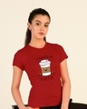 Shop Powered By Coffee Half Sleeve T-Shirt Bold Red-Front