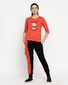 Shop Powered By Coffee Round Neck 3/4th Sleeve T-Shirt Smoke Red-Full