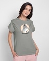 Shop Powered by sarcasm Boyfriend T-Shirt Meteor Grey (LTL)-Front