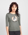 Shop Powered by sarcasm Round Neck 3/4 Sleeve T-Shirt Meteor Grey (LTL)-Front