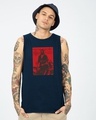 Shop Powerful People 2.0 Round Neck Vest Navy Blue-Front