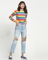 Shop Pride Multicolor Stripe Full Sleeve Snug Blouse