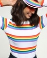 Shop Pride Multicolor Stripe Full Sleeve Snug Blouse-Front