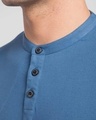 Shop Prussian Blue Full Sleeve Henley T-Shirt