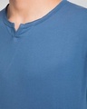 Shop Prussian Blue Slit Neck Full Sleeve Henley T-shirt