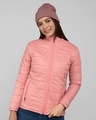 Shop Punch Pink Plain Puffer Jacket-Front