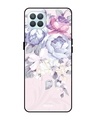 Shop Purple Elegant Floral Printed Premium Glass Cover for Oppo F17 Pro (Shock Proof, Lightweight)-Front
