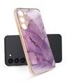 Shop Purple Gold Marble Copper Metallic Gold Premium Glass Case for Samsung Galaxy S23 Plus 5G-Front