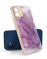 Shop Purple Gold Marble Metallic Gold Premium Glass Case for Apple iPhone 12-Front
