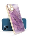 Shop Purple Gold Marble Metallic Gold Premium Glass Case for Apple iPhone 13-Front