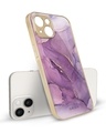 Shop Purple Gold Marble Metallic Gold Premium Glass Case for Apple iPhone 14-Front