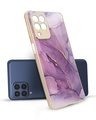 Shop Purple Gold Marble Metallic Gold Premium Glass Case for Samsung Galaxy M53 5G-Front